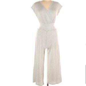 White and Blue Striped Jumpsuit